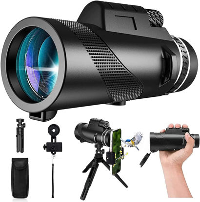 Picture of Monocular-Telescope 80x100 High Powered Monocular with Tripod and Smartphone Adapter High Definition Monoculars for Adults Suitable for Hiking Hunting Stargazing Black