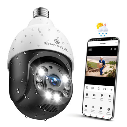 Picture of SYMYNELEC Light Bulb Security Camera Outdoor Waterproof 2.5K, 2.4GHz Wireless WiFi Light Socket Cam with AI Human Motion Detection Tracking 4MP Color Night Vision Siren Alarm Works with Alexa Google