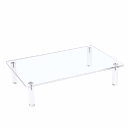 Picture of Sumerflos Clear Acrylic Monitor Laptop Stand, Sturdy and Save Space Computer Laptop Monitor Riser Stand for Home Office Desktop Universal Stand with Anti-Slip Pads