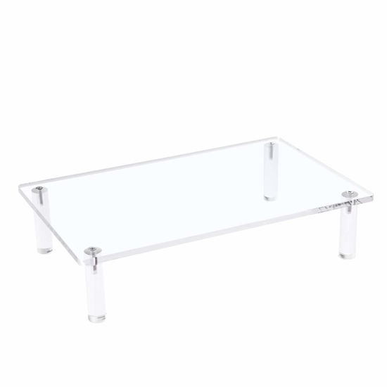 Picture of Sumerflos Clear Acrylic Monitor Laptop Stand, Sturdy and Save Space Computer Laptop Monitor Riser Stand for Home Office Desktop Universal Stand with Anti-Slip Pads