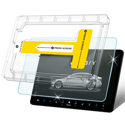 Picture of sproerden Tempered Glass Screen Protector for Tesla Model 3(2017-2023)/Model Y(2020-2024) 15'' Touchscreen Auto Align Attachment 9H HD, Anti-Glare, Fingerprint Resistant