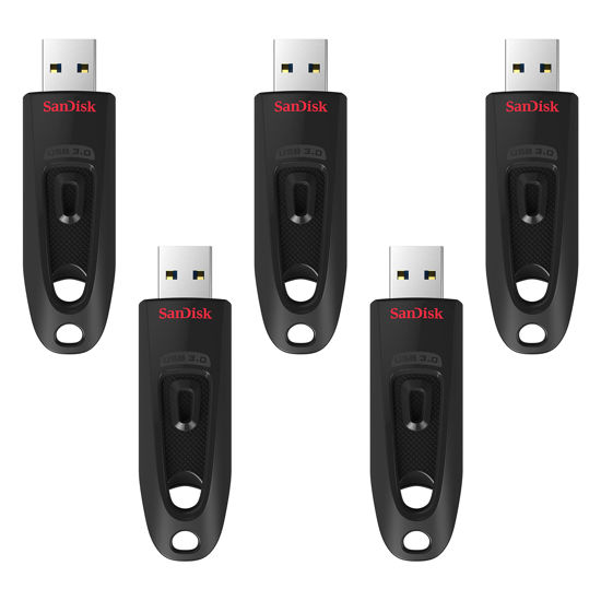 Picture of SanDisk 128GB 5-Pack Ultra USB 3.0 Flash Drive (5x128GB) - SDCZ48-128G-B5CT, Black