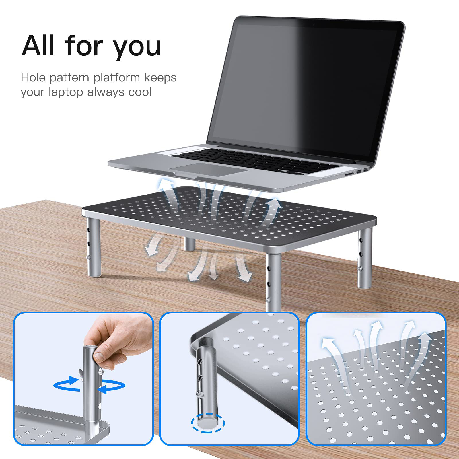 GetUSCart- HUANUO Monitor Stand Riser - 3 Height Adjustable Monitor ...