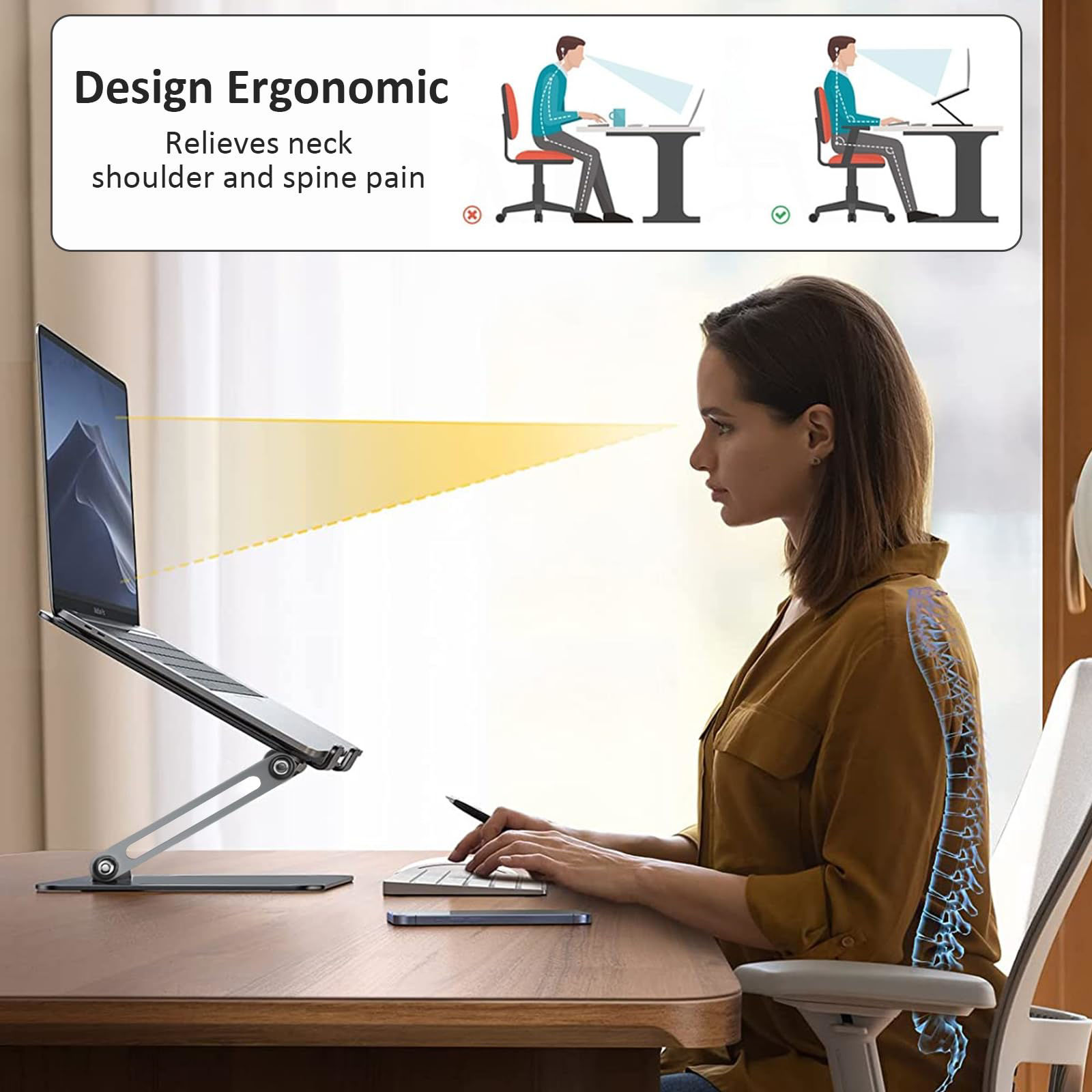 GetUSCart- Miady Laptop Stand Adjustable Computer Stand Sturdy Aluminum ...