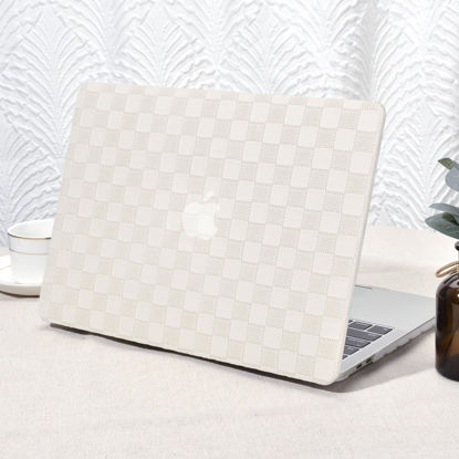 Picture of Seorsok Compatible with MacBook Pro 13 inch Case M2 2023,2022,2021-2016 A2338 M1 A2251 A2289 A2159 A1989 A1708 A1706,Elegant Leather Plastic Hard Case&Transparent Keyboard Cover,Beige Leather