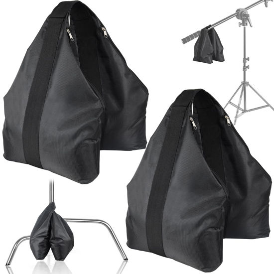 Picture of NVAAV 120LB Large Sandbags for Photography Set of 2, Heavy-Duty 1680D Oxford, Zipper Closure with Nylon Handle, Video Film Props Weight Sandbag for Backdrop Stand, Light Brackets, Tripods, Boom Arms