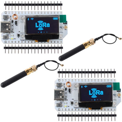 Picture of 915MHz ESP32 LoRa OLED Development Board V3 SX1262 Type-C + LoRa Antenna for Arduino LoraWan IOT Internet of Thing (Pack of 2), not Compatible with LoRa V2