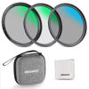 Picture of NEEWER 67mm UV/CPL/ND Lens Filter Kit with Hard Shell Storage Case, Multicoated Optical Glass & Aluminum Alloy Frame, UV + Circular Polarizer (CPL) + Neutral Density (ND4) Filter for 67mm Camera Lens