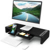 Picture of OImaster Monitor Stand Riser, Foldable Computer Monitor Riser, Adjustable Length Computer Stand and Storage Drawer & Pen Slot, Phone Stand Compatible Computer, Desktop, Laptop, Save Space (Black)