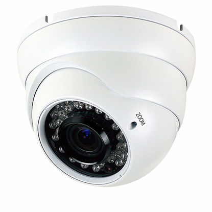 Picture of Analog CCTV Camera HD 1080P 4-in-1 (TVI/AHD/CVI/CVBS) Security Dome Camera Outdoor, 2.8mm-12mm Manual Focus/Zoom Varifocal Lens, Weatherproof Metal Housing 36 IR-LEDs Day & Night Monitoring (White)