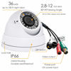Picture of Analog CCTV Camera HD 1080P 4-in-1 (TVI/AHD/CVI/CVBS) Security Dome Camera Outdoor, 2.8mm-12mm Manual Focus/Zoom Varifocal Lens, Weatherproof Metal Housing 36 IR-LEDs Day & Night Monitoring (White)