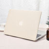 Picture of Seorsok Compatible with MacBook Pro 13 inch Case M2 2023,2022,2021-2016 A2338 M1 A2251 A2289 A2159 A1989 A1708 A1706,Elegant Leather Plastic Hard Shell Transparent Keyboard Cover,Beige Woven Fabric
