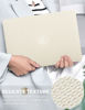 Picture of Seorsok Compatible with MacBook Pro 13 inch Case M2 2023,2022,2021-2016 A2338 M1 A2251 A2289 A2159 A1989 A1708 A1706,Elegant Leather Plastic Hard Shell Transparent Keyboard Cover,Beige Woven Fabric
