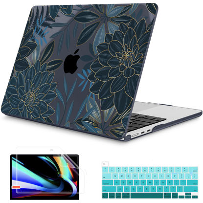 Picture of Mektron for 2024 M3 MacBook Air 13.6 Inch A3113 Case Fits 2022 2023 A2681 M2 Chip with Liquid Retina Display Touch ID, Printed Plastic Hard Shell Cover for MacBook Air 13.6", Dahlia Flower C035