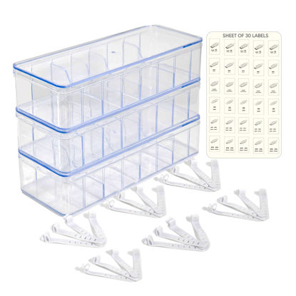 Picture of Set of 3 Cable Organizer Box W/Labels-Cord Organizer Box - Charger Box Organizer Stackable W/Lids-Cord Organizer Junk Drawer- Cord Storage Box for Desk -Cable Organizer case - Cord Organizer Case.