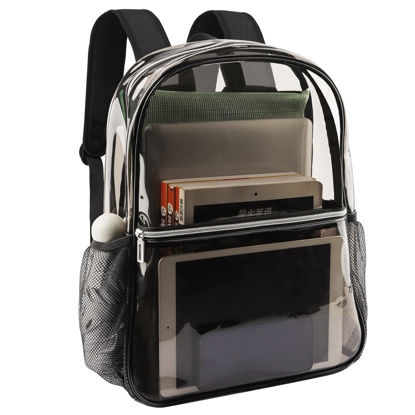 Picture of Neurora Clear Backpack Heavy Duty TPU Transparent Backpack for Sports,Work,Security Travel.(Black)