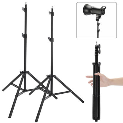 Picture of Anautin 2 Pack adjustable 7ft Aluminum Photography Light Stand, Portable Light Tripod, for Lighting Stand Speedlight, Flash, Softbox,Strobe Light, Camera, Photographic Portrait