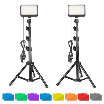 Picture of UBeesize LED Video Studio Light Kit - 16 Color Filters, Adjustable Tripod Stand with Ball Head, Photography Lighting for Video Recording