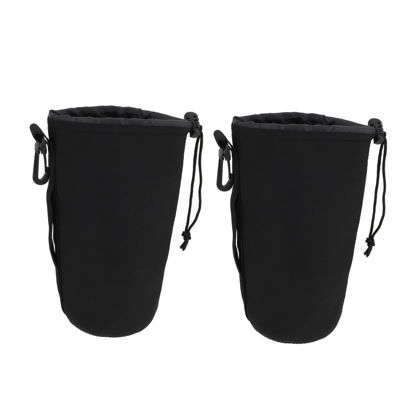 Picture of Milisten Camera Lens Organizer 2pcs - Small Black Lens DSLR Organizer Pouch Camera for Protector Neoprene Draw Bags Size Shockproof Case Thermal Bag Insulation Flexible XL Storage Lens Filter Pouch