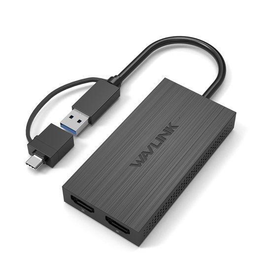 GetUSCart WAVLINK USB C or USB 3.0 to Dual HDMI Adapter, 4K and 1080p