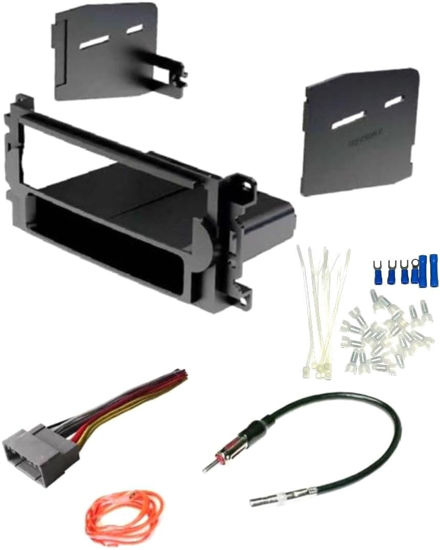 Picture of Single DIN Car Stereo Radio Install Dash Kit, Wire Harness, Antenna Adapter, and Install Parts Made for Dodge Ram- 2006-2008 1500, 2006-2009 2500/3500 - No Factory NAV/Amp