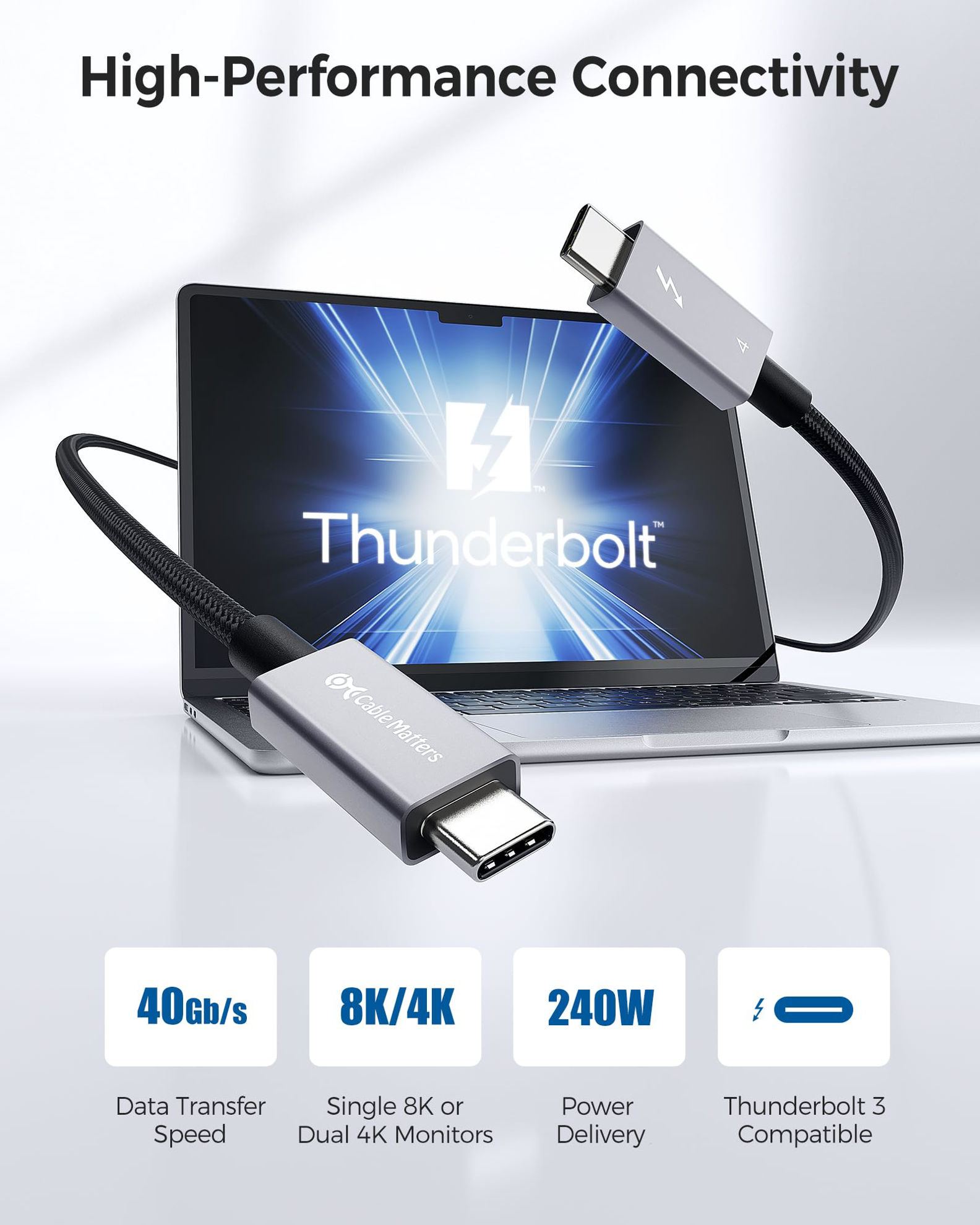 GetUSCart- Cable Matters [Intel Certified] Braided 40Gbps Thunderbolt 4 ...
