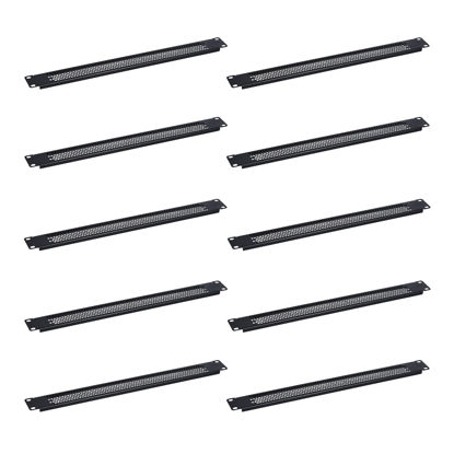 Picture of RackPath 1U Blank Rack Mount Panel Spacer with Venting (10 Pack) for 19in Server Rack Enclosure or Network Cabinet