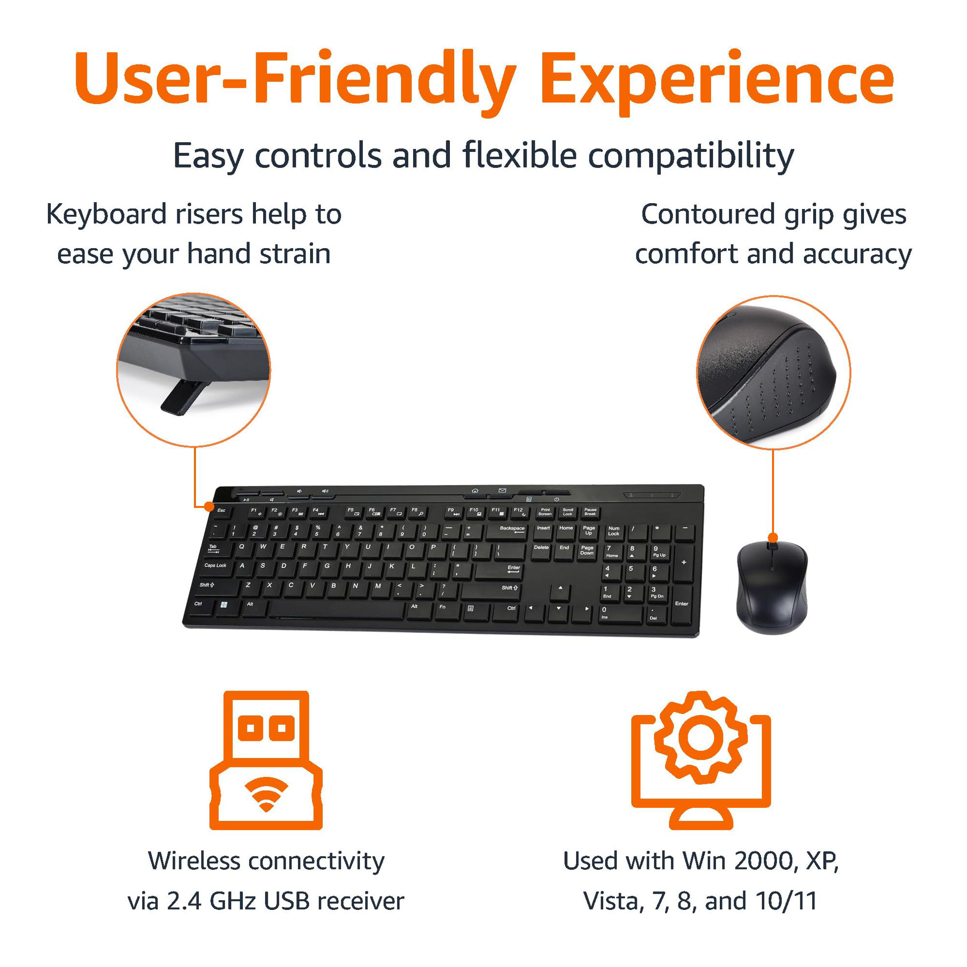 GetUSCart- Amazon Basics Full-Sized Wireless Keyboard & Mouse Combo, 2. ...