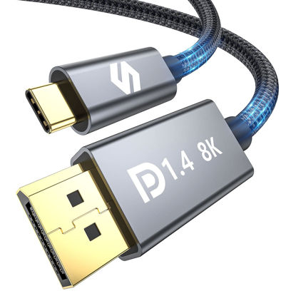 Picture of Silkland USB C to DisplayPort 1.4 Cable 10ft, Thunderbolt 3/4 to DP [8K@60Hz, 4K@144Hz, 2K@240Hz], 5K HBR3 Type C to DP Cable,with MacBook Pro M1 M2,Mac Mini