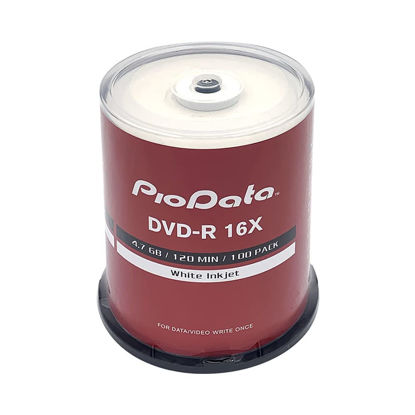 Picture of Piodata DVD-R 4.7GB 16X Moisture Resistant White Inkjet Hub Printable - 100 Disc Cake Box Spindle