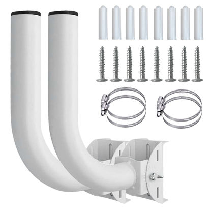 Picture of Universal Wireless Bridge Bracket Mount, J Pole Mount Accessory for Outside TV Antenna, Pole and Wall-Mounted Mount for Outdoor AP Access Point Client Bridge CPE(2 Pack)