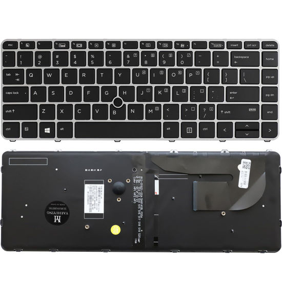 Picture of New Backlit Keyboard for HP EliteBook 840 G3 840 G4 745 G3 745 G4 848 G3, P/N 901042-001 903008-001 836308-001 6037B0126901 Silver Frame US Layout Laptop Keyboard (not with Pointer)