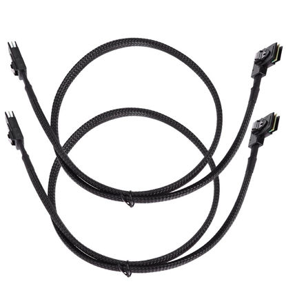 Picture of Saihisday Internal Mini SAS Cable, Mini SAS SFF-8087 to Right Angle SFF-8087 Cord, 90 Degree Right Angle SAS-A SAS-B SATA Cable Replacement for DELL POWEREDGE R310 R710 H700(2PCS)