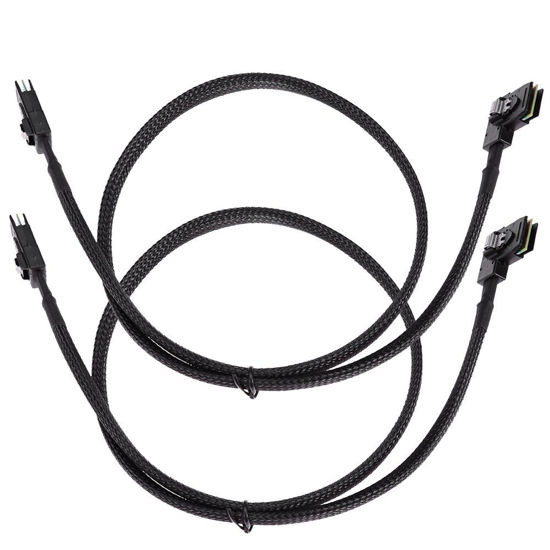 Picture of Saihisday Internal Mini SAS Cable, Mini SAS SFF-8087 to Right Angle SFF-8087 Cord, 90 Degree Right Angle SAS-A SAS-B SATA Cable Replacement for DELL POWEREDGE R310 R710 H700(2PCS)