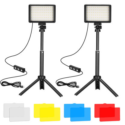 Picture of Ci-Fotto LED Video Light 2-Pack, 5600K Dimmable USB Photo Lights with Mini Tripod and Colored Filters for Photo Studios, Small Angle Shooting, Video Recording, Game Streaming