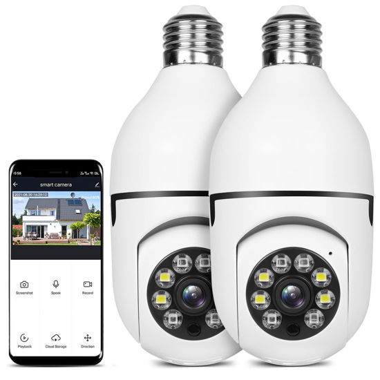Picture of UPULTRA Light Bulb Camera Security Camera 2packs 1080P Wireless WiFi Outdoor Home IP Camera E27 360 Degree Panoramic,Motion Detection and Alarm,Two-Way Audio,Night Vision