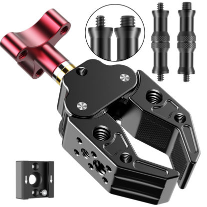 Picture of Super Clamp with 1/4&3/8 Standard Stud for Photo Video Studio, Photography Camera Crab Clamp for Camera, Lighting,DSLR Camera Rig, LED Lights, Flash Light, LCD Field Monitor,Mic