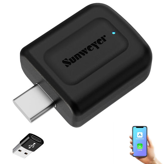 Picture of Sunweyer 2024 Latest Wireless CarPlay & Android Auto Dongle 2 in 1 Auto Connect Box,USB Type-C Port,Supports Online Updates Wired to Wireless Adapter