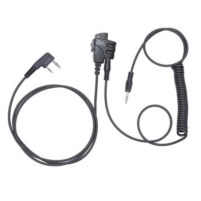 Picture of Push-to-Talk 2-Pin K1 Cable with Aux Audio Adapter - PTT Button for BaoFeng and Kenwood Radios - Compatible with 3.5mm Headsets and Auxiliary Inputs, Great with Electronic Earmuffs