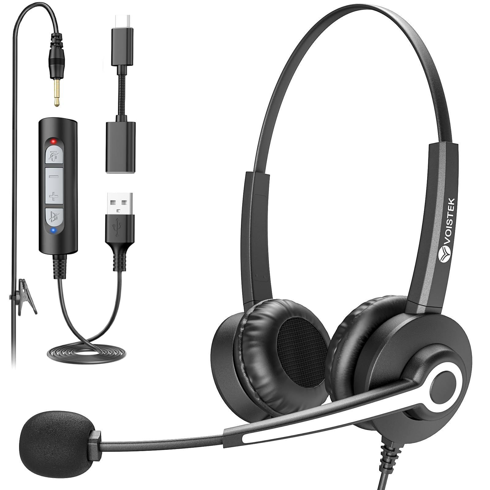 GetUSCart- PC Headset with Mic, USB C/3.5MM/USB Jack - Computer ...