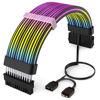 Picture of Sirlyr 24 Pin RGB Cable,RGB PSU Cables Extensions - 5V 3Pin Addressable ARGB Motherboard Power Supply fit Black PC Case Build Black Style