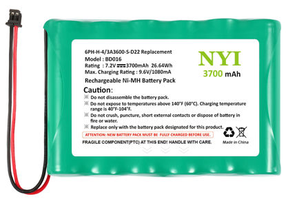 Picture of NYI Upgraded 3700mAh Battery Compatible with DSC IMPASSA 9057 2-Way Wireless Security System Alarm Panel, 6PH-H-4/3A3600-S-D22 Replacement, 7.2V Rechargeable Ni-MH Battery Pack for ADT Control Panel