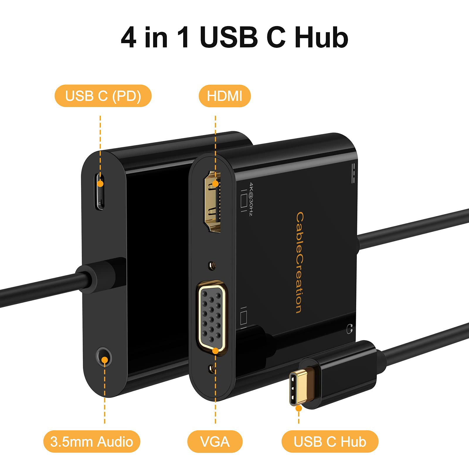 GetUSCart- CableCreation USB C to HDMI VGA Adapter with 3.5mm Audio ...