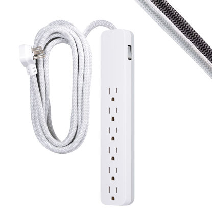 Picture of GE 6-Outlet Surge Protector, 20 Ft Braided Extension Cord, Power Strip, 840 Joules, Flat Plug, UL Listed, Black, 62941