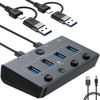 Picture of USB Switch, USB Switcher 2 Computers with 2 in 1 A/C Dual-Headed Braided Cable, Individual Switch and Light USB KVM Switch for Laptop, PC, MacBook, Keyboard, Mouse, Printer Scanner and More