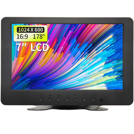 Picture of Qcvoruno 7 inch LCD Security Monitor & Displays,BNC/AV Input,Built-in Dual Speakers Portable Monitor,1024 * 600 Resolution,Suitable for CCTV DVD CCD TV