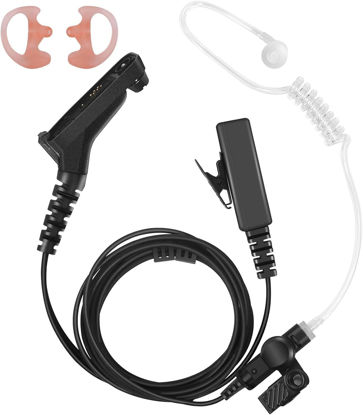 Picture of APX 6000 XPR 7550e Earpiece w/Mic Compatible for Motorola Radios APX4000 APX6000 APX7000 APX8000 XPR7550 XPR7550e 7580e 7380e 7350e Surveillance Headset (Acoustic Tube Headset with Silicone Ear Buds)
