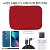 Picture of CNPOP Electronics Organizer,Travel Cable Organizer Bag,Water Resistant Double Layers Pouch for Cable,Cord,iPhone,iPad Mini,Gift for Men Electronic Accessories Storage Case with 5 Cable Ties,Red