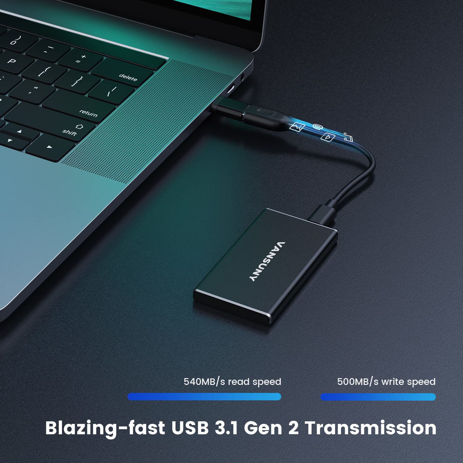 GetUSCart- Vansuny 500GB Portable External SSD, USB 3.1 Gen2 430MB/s ...
