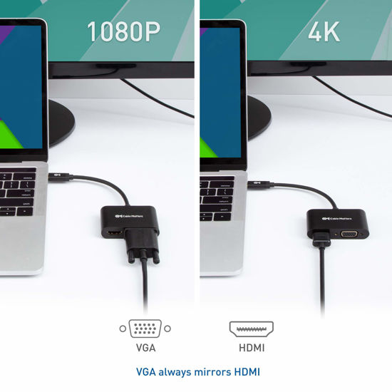 GetUSCart- Cable Matters Aluminum USB C to HDMI VGA Adapter for Surface ...